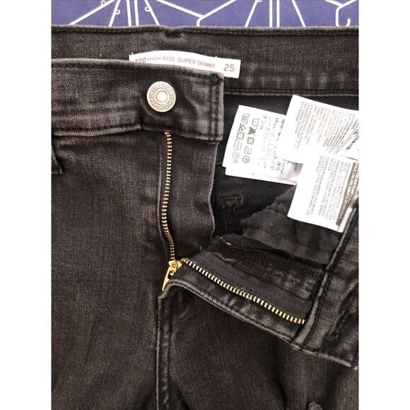 Levi’s Skinny Jeans Black Size 25 High Rise Stretch Denim 28 Inseam Women - Picture 6 of 7